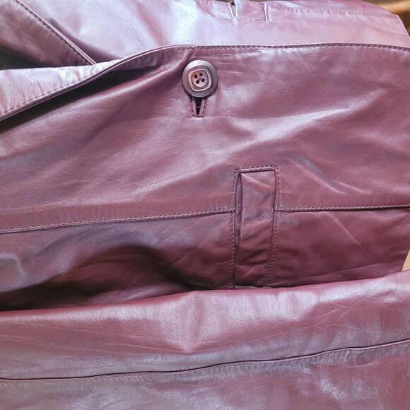 Wilson Burgundy Leather Blazer with Notched Lapels - Picture 3 of 7